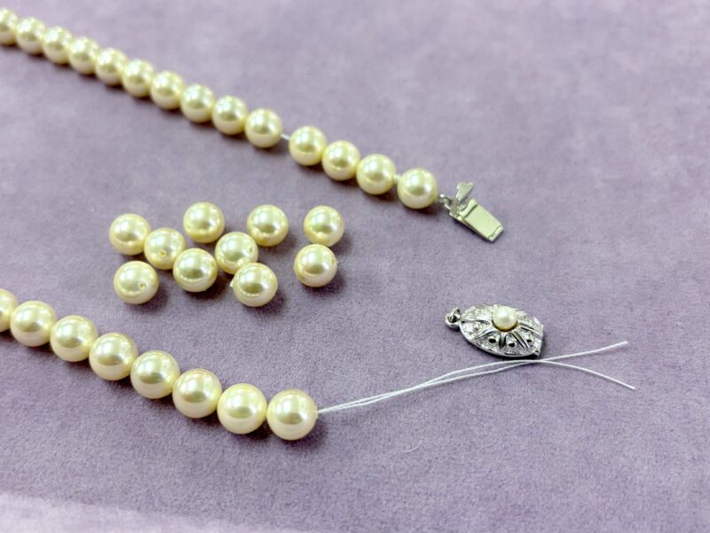 真珠パールネックレスの糸替え。本真珠ネックレスの修理